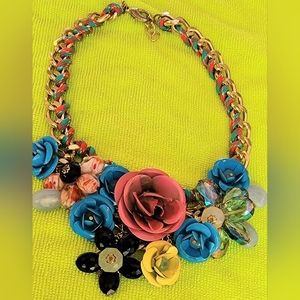 Betsey Johnson Floral Beaded Statement Necklace
